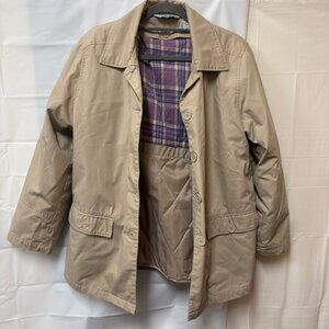 Vintage Haband Flannel Removable Lining Button Jacket Sz S Khaki